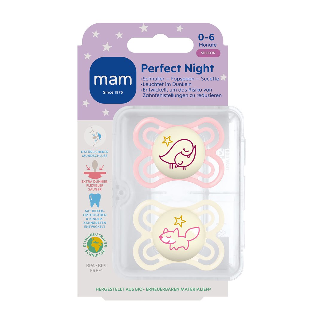 MAM Perfect Night Nuggi Silikon 0-6 Monate 2 Stk