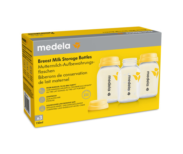 Medela Milchflasche 150ml inklusiv Deckel mit Einlage 3 Stk