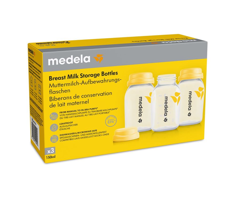 Medela Milchflasche 150ml inklusiv Deckel mit Einlage 3 Stk
