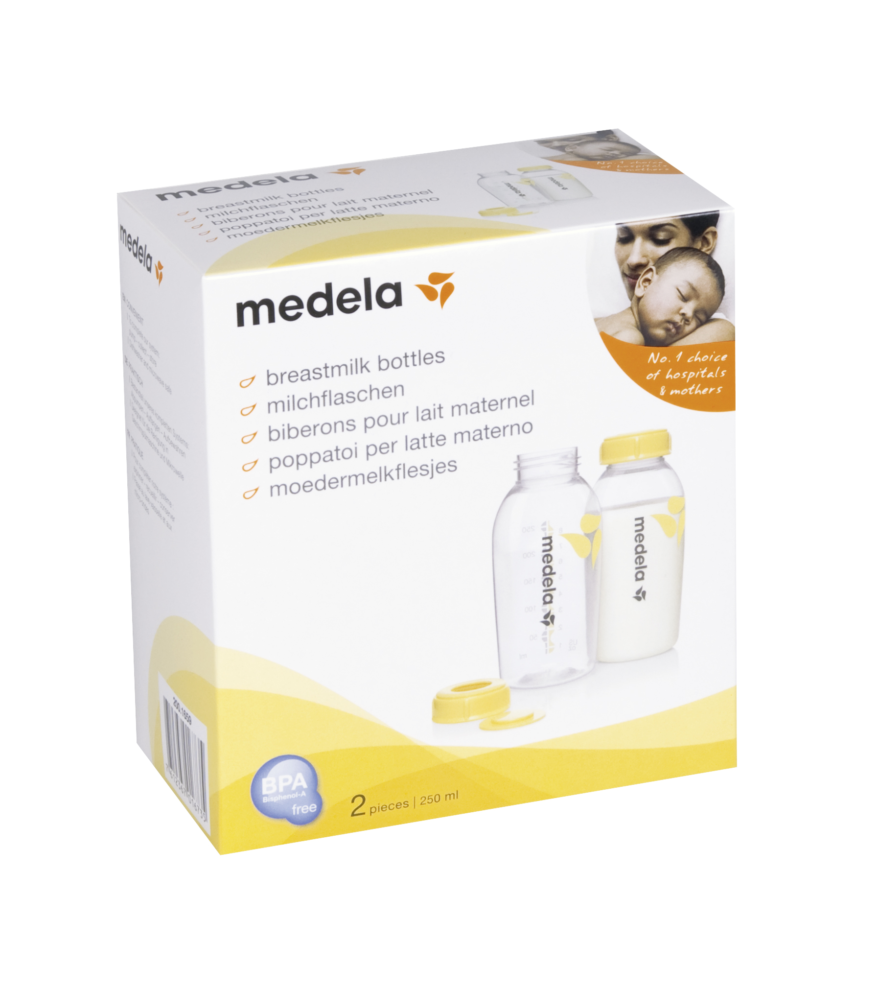 Medela Milchflasche 250ml inklusiv Deckel mit Einlage 2 Stk