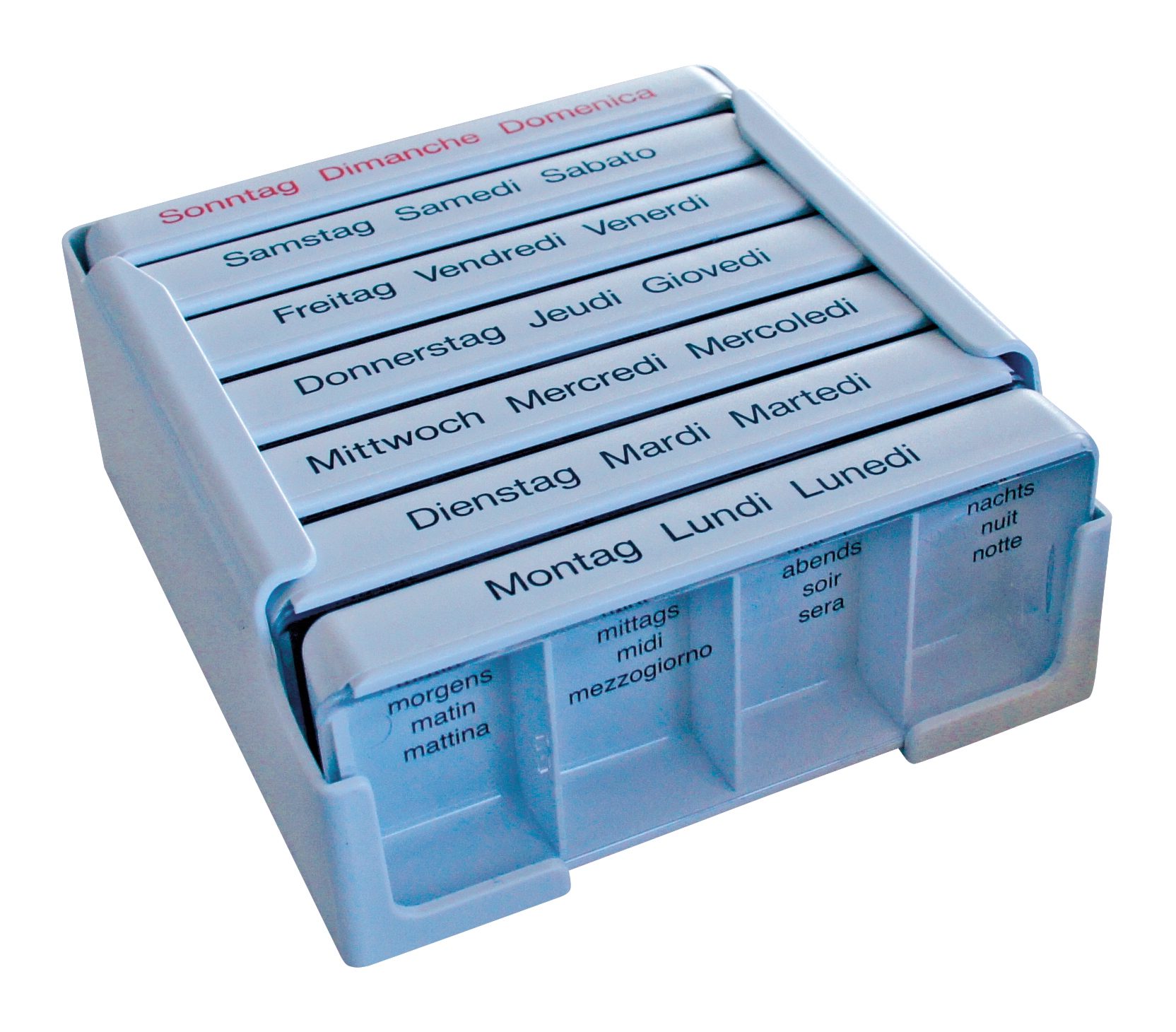 Medi-7 Medikamentendosierer 7 Tage deutsch/französisch/italienisch blau