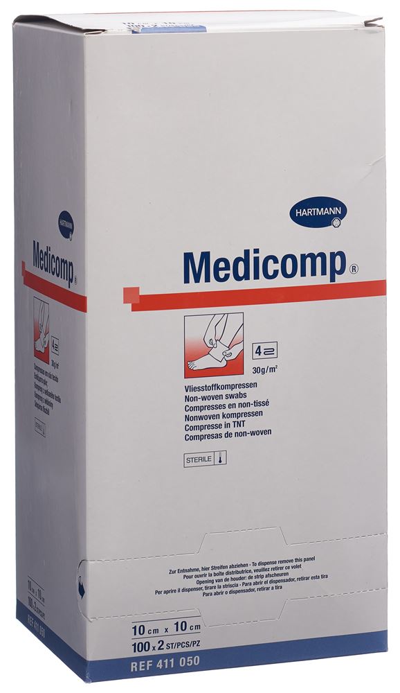 Medicomp Bl 4 fach S30 10×10 steril 100 x 2 Stk
