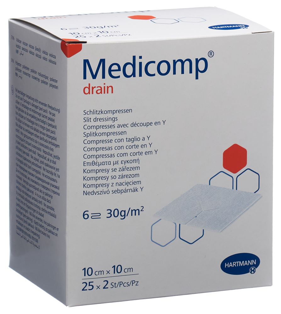 Medicomp Drain Vlieskomp 10X10Cm Ster 25 Beutel 2 Stück