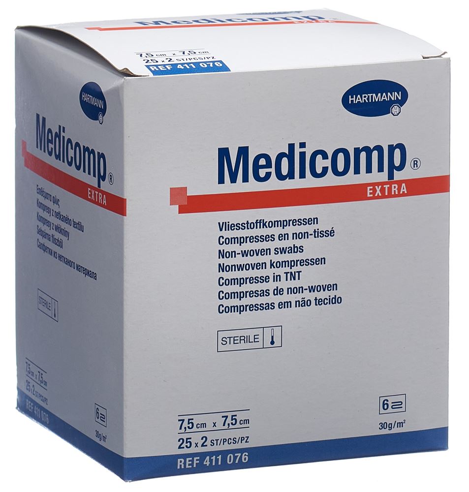 Medicomp Extra 6 fach S30 7.5×7.5cm steril 25 x 2 Stk