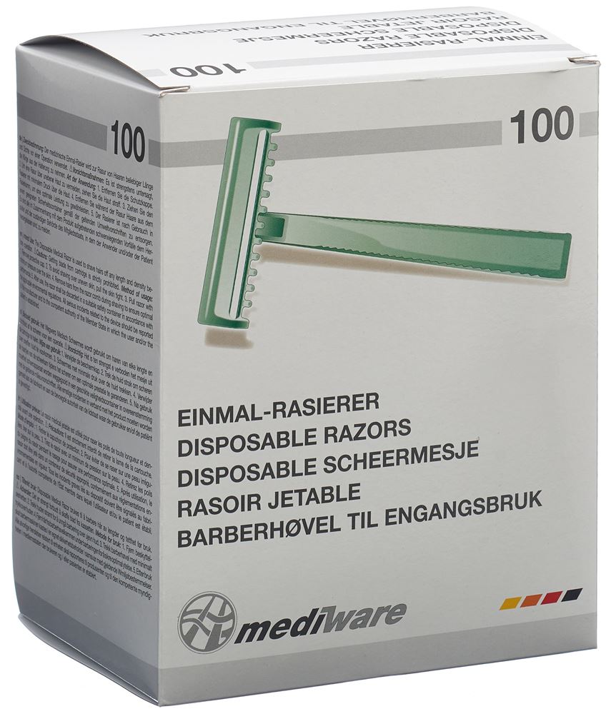 Mediware Einmalrasierer mit Klingenschutz unsteril grün Box 100 Stk