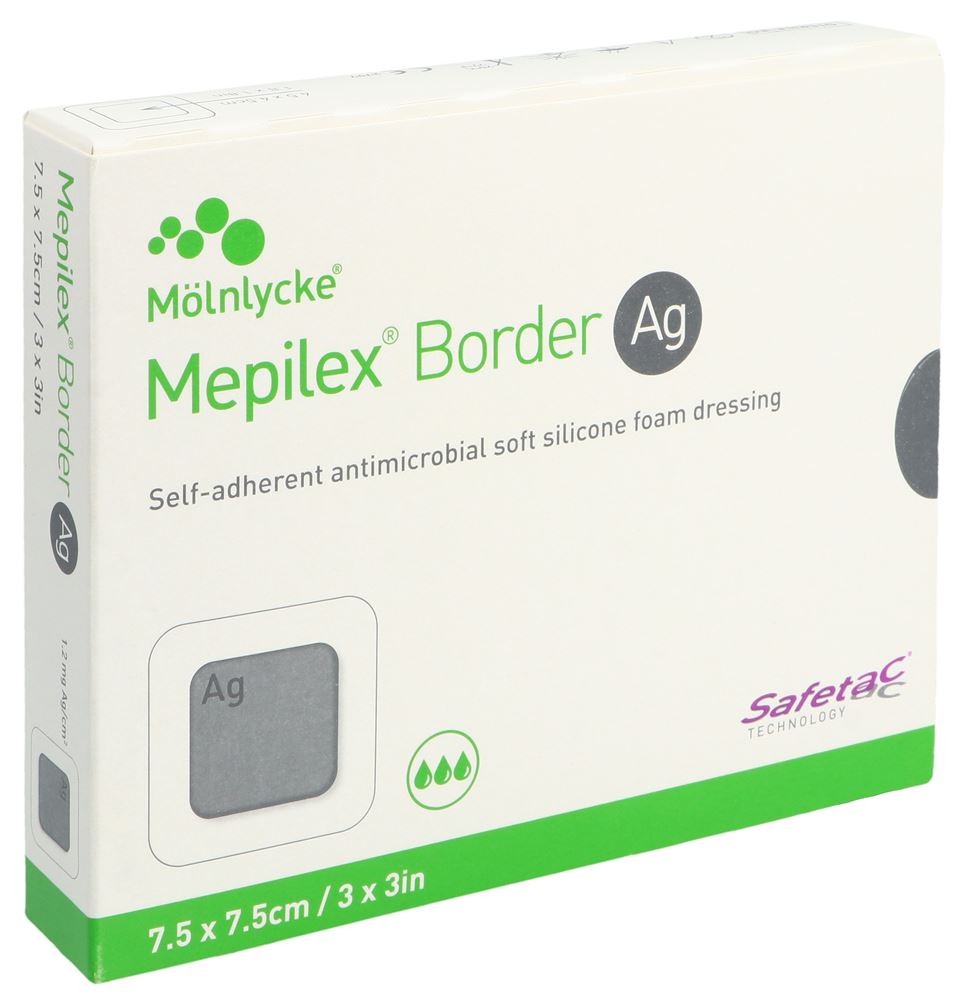 Mepilex Ag Border Schaumverband 7.5×7.5cm 5 Stk