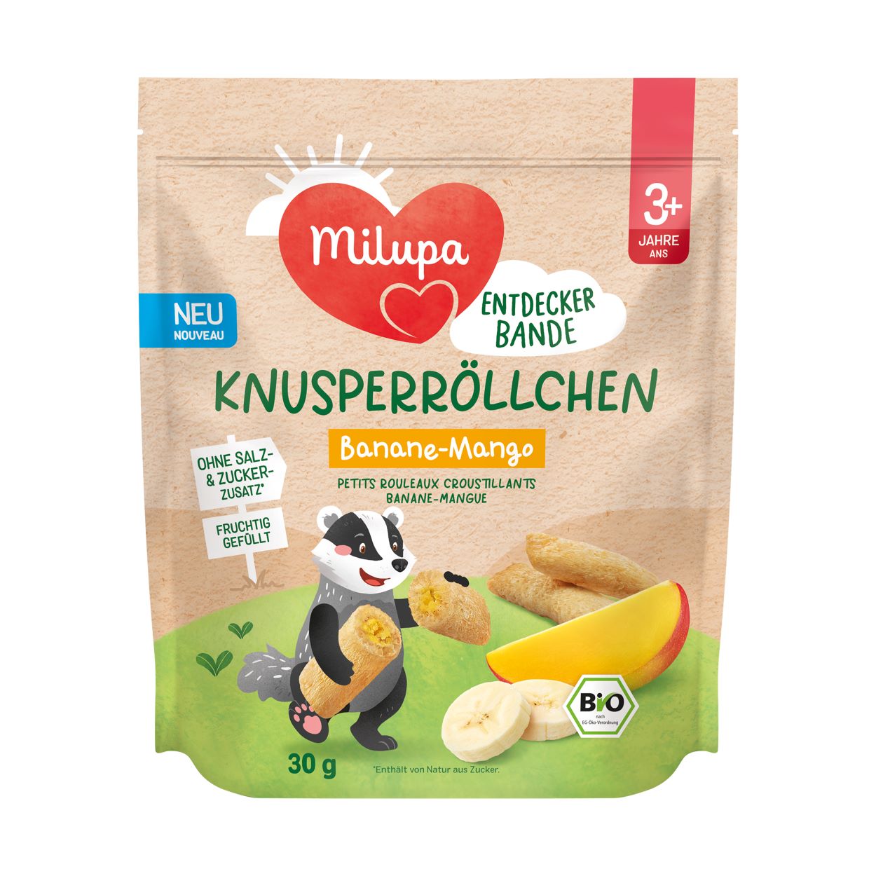 Milupa Bio Knusperröllchen Banane Mango 3+ 30 g