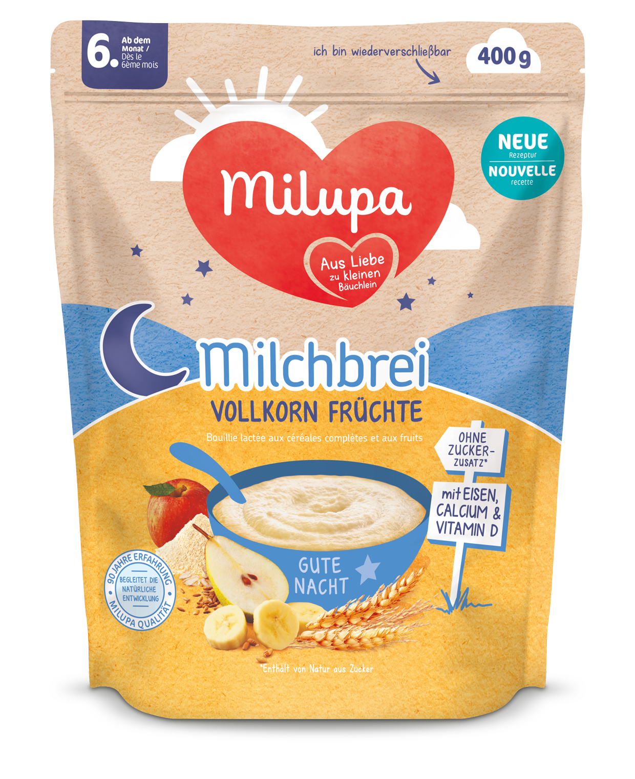 Milupa Gute Nacht Vollkorn Früchte 6m+ 400 g