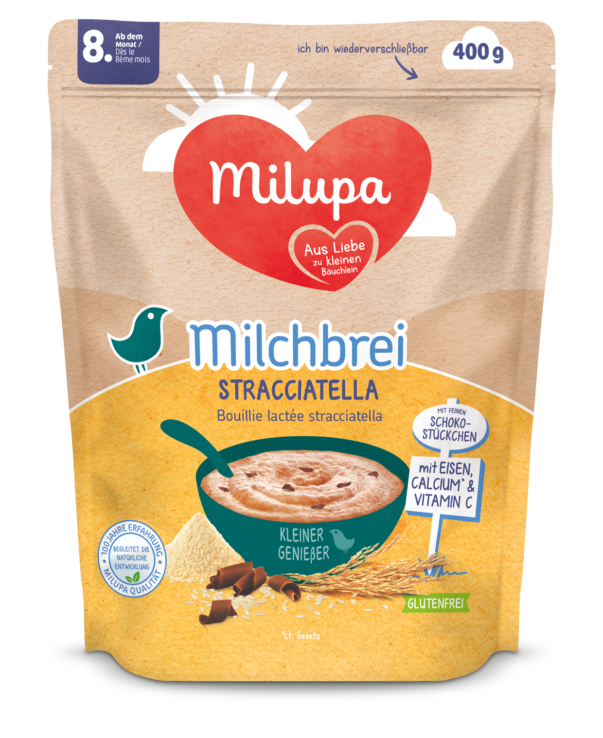 Milupa Milchbrei Stracciatella nach 8 Monaten Btl 400 g