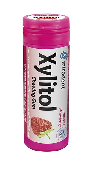 Miradent Xylitol Kaugummi for Kids Erdbeere 30 Stk