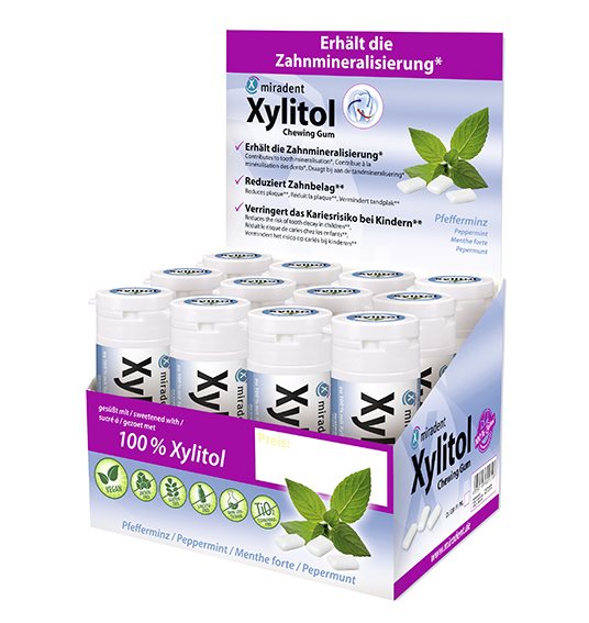 miradent Xylitol Kaugummi Pfefferminz 12 x 30 Stk