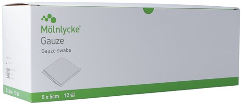 Mölnlycke Gazekompressen 5x5cm 12 lagig steril 24 Btl 5 Stk