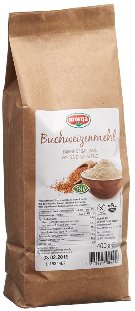 Morga Buchweizenmehl Bio Glutenfrei Beutel 400 G