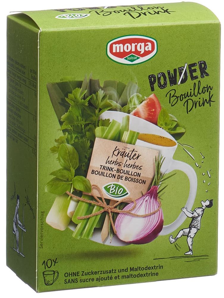 Morga PowerPowder BouillonDrink Kräuter Bio 10 Btl 4 g