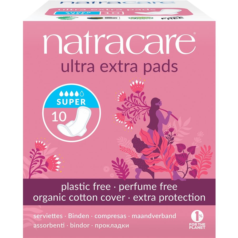 Natracare Damenbinden mit Flügel ultra extra super 10 Stk