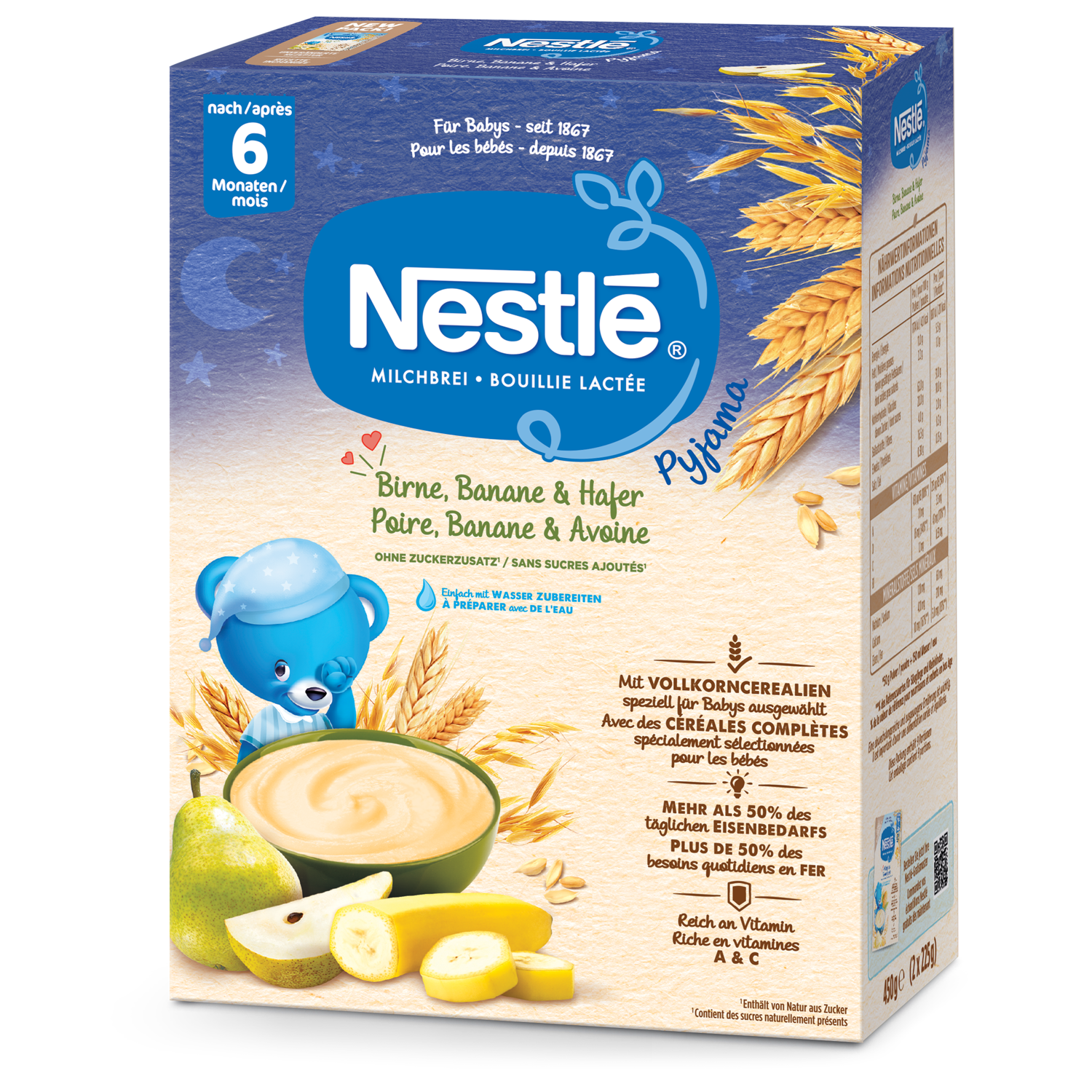 Nestlé Milchbrei Pyjama Birne Banane & Hafer 6 Monate 450 g