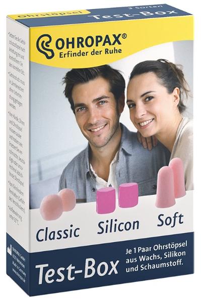 Ohropax Testbox Ohrstöpsel 3 Paar assortiert je 1x Classic Soft Silicon
