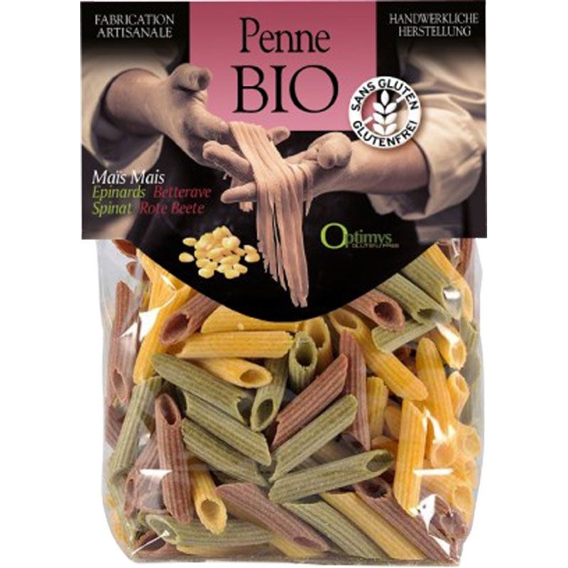 Optimys Dreifarbige Mais-Penne Bio Beutel 250 G