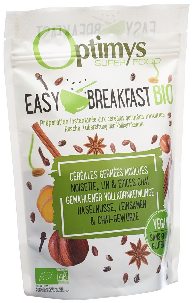 Optimys Easy Breakfast Haselnüsse Leinsamen und Chai Gewürze Bio Btl 350 g