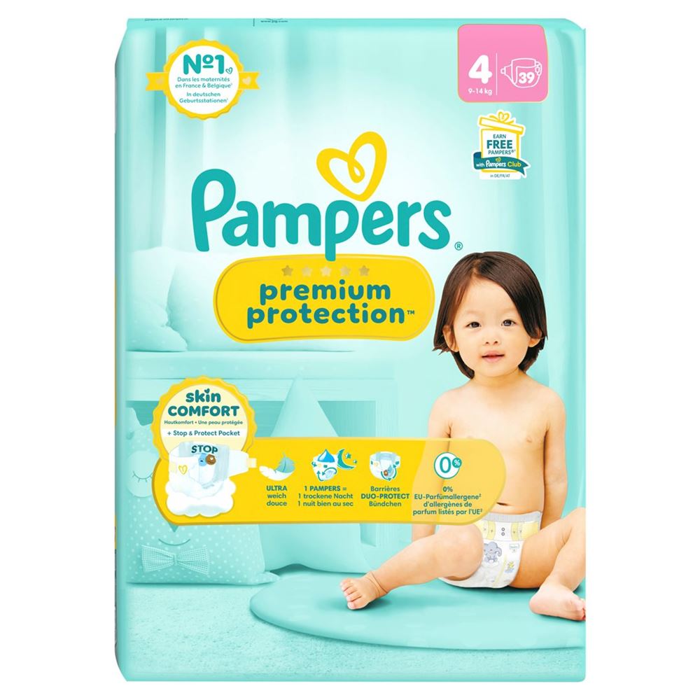 Pampers Premium Protection Gr4 9-14kg Maxi Vorteilspack 39 Stk