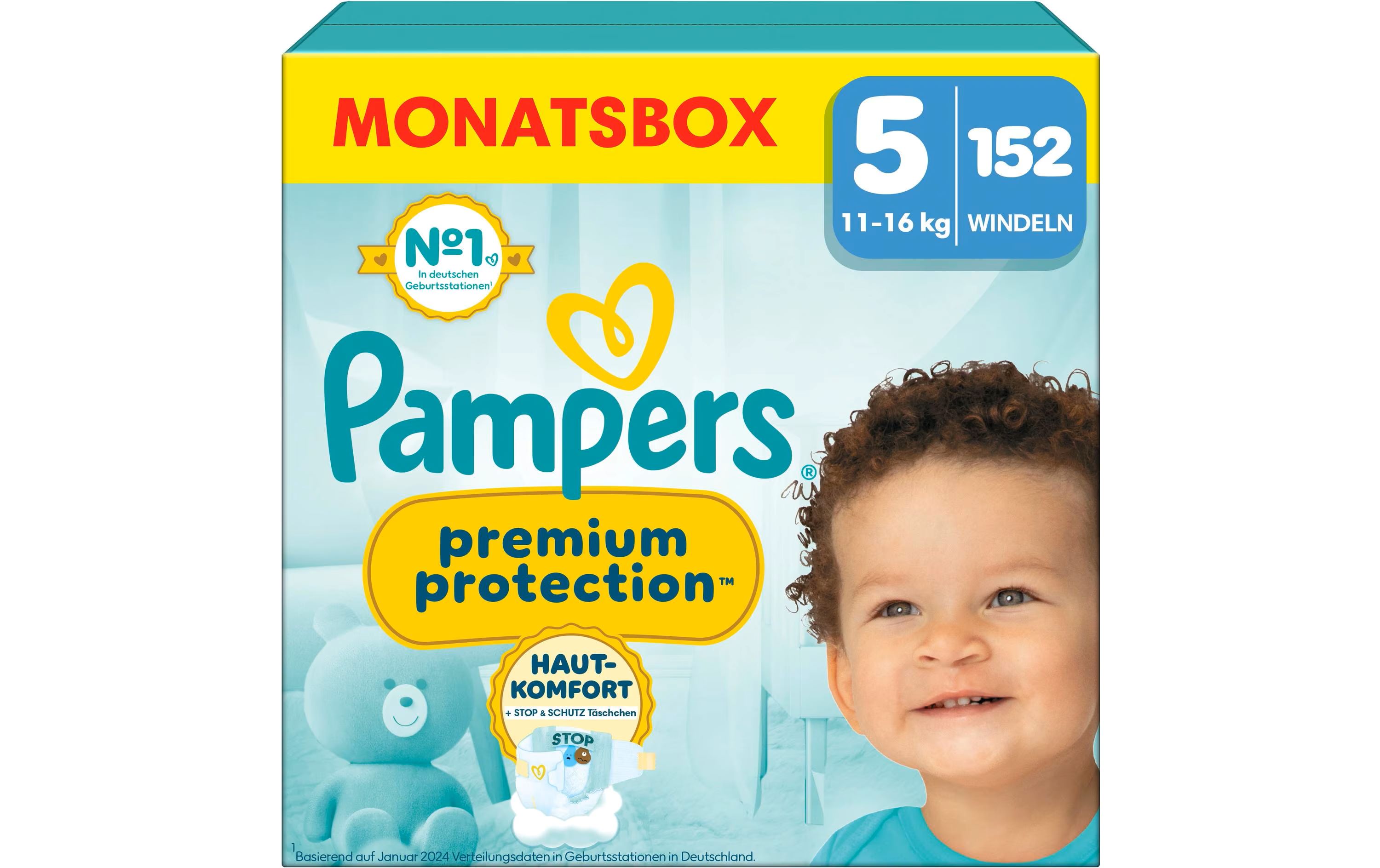 Pampers Premium Protection Gr5 11-16kg Junior Monats Box 152 Stk