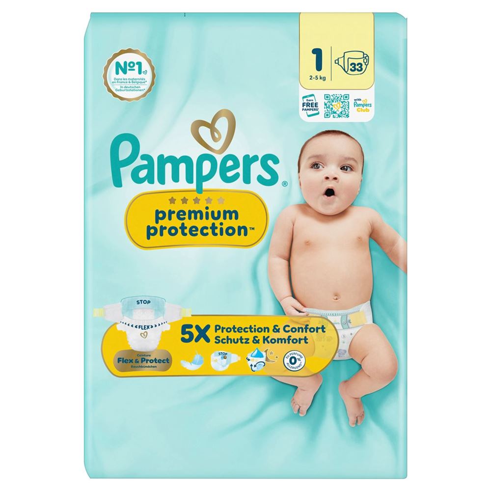 Pampers Premium Protection New Baby Gr1 2-5kg Newborn Single Pack 33 Stk