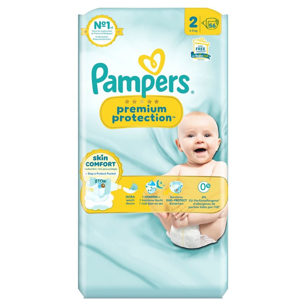Pampers Premium Protection New Baby Gr2 4-8kg Mini Vorteilspack 56 Stk