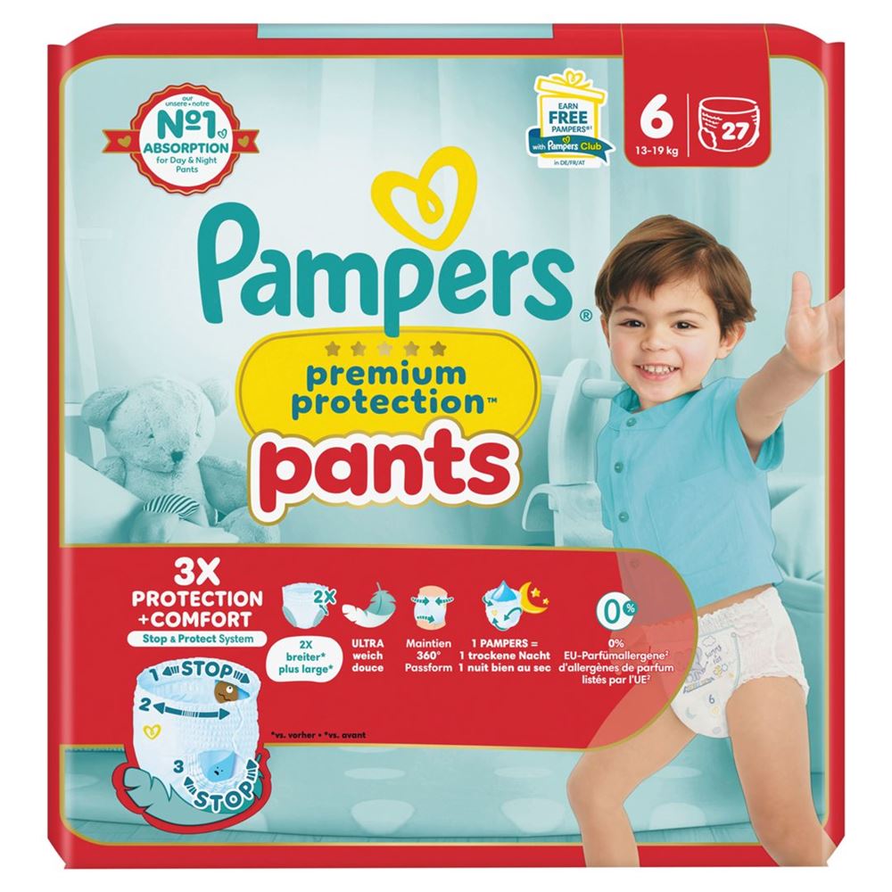 Pampers Premium Protection Pants Gr6 13-19kg Extra Large Sparpack 27 Stk
