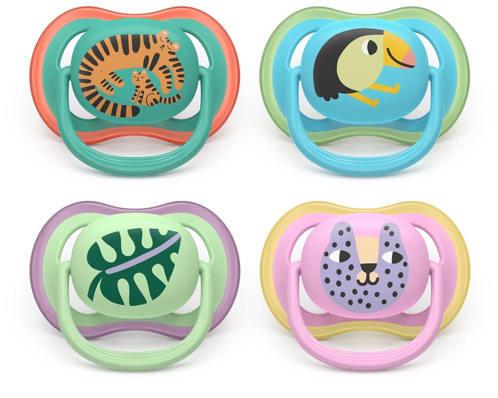 Philips Avent Schnuller Ultra Air Day 6-18 Monate Tiger/Vogel/Blatt/Gepard Mixed Pack 2 Stk