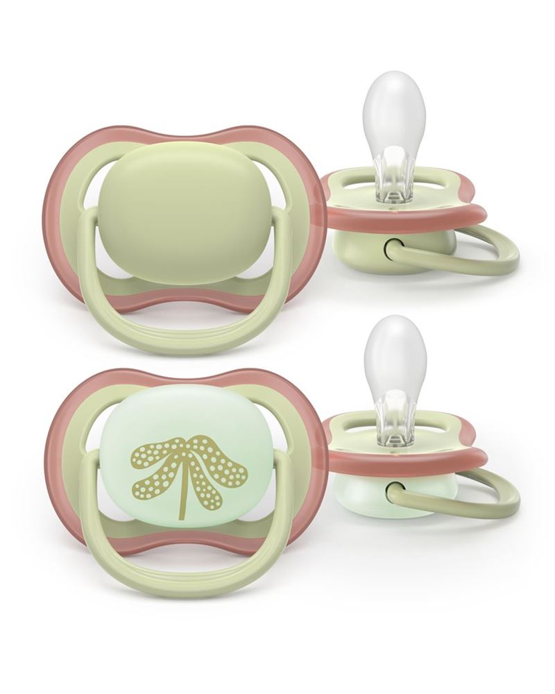Philips Avent Schnuller Ultra Air Day & Night 6-18 Monate Colours of nature weiss-beige + Muster/grün-beige 2 Stk