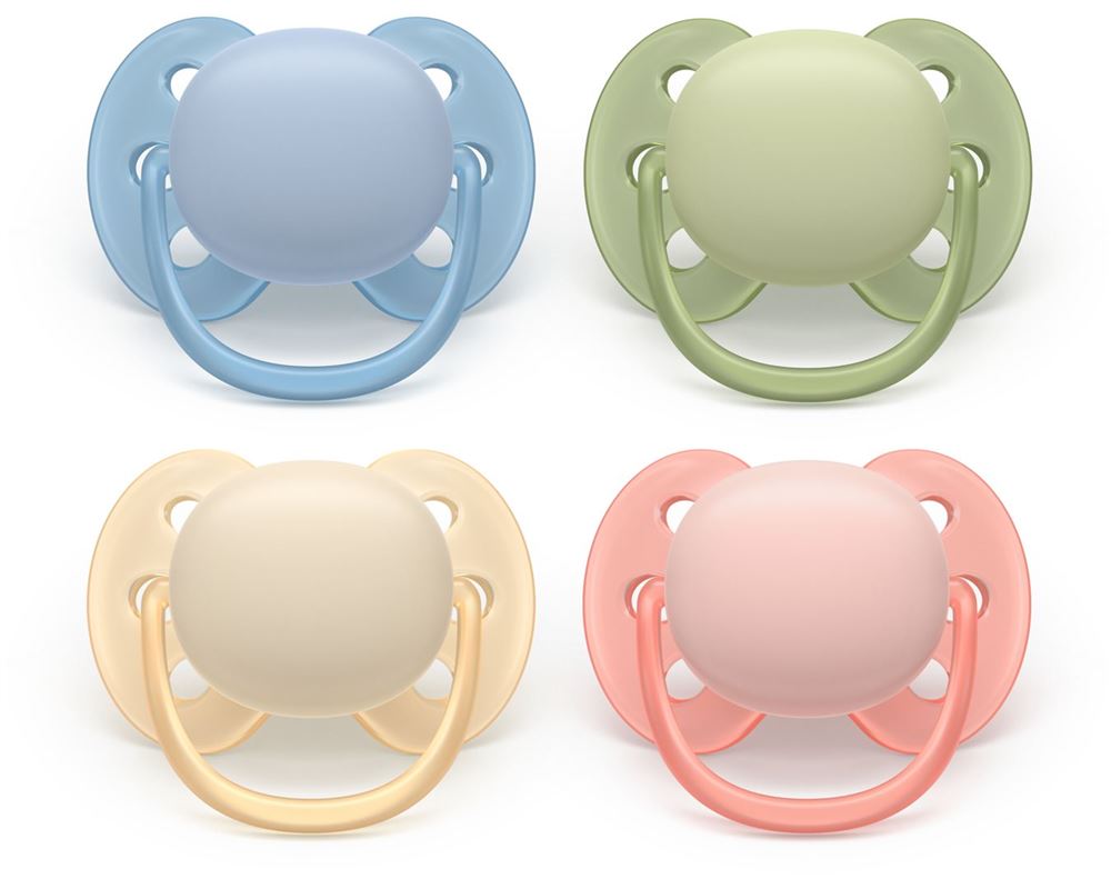 Philips Avent Schnuller Ultra Soft 0-6 Monate hellblau/grün/beige/rosa 4 Stk