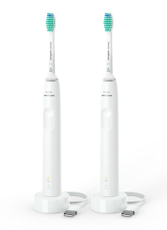 Philips Sonicare 3100 Doppelpack 2x Bürstenkopf ProResults Andruckkontrolle weiss-weiss