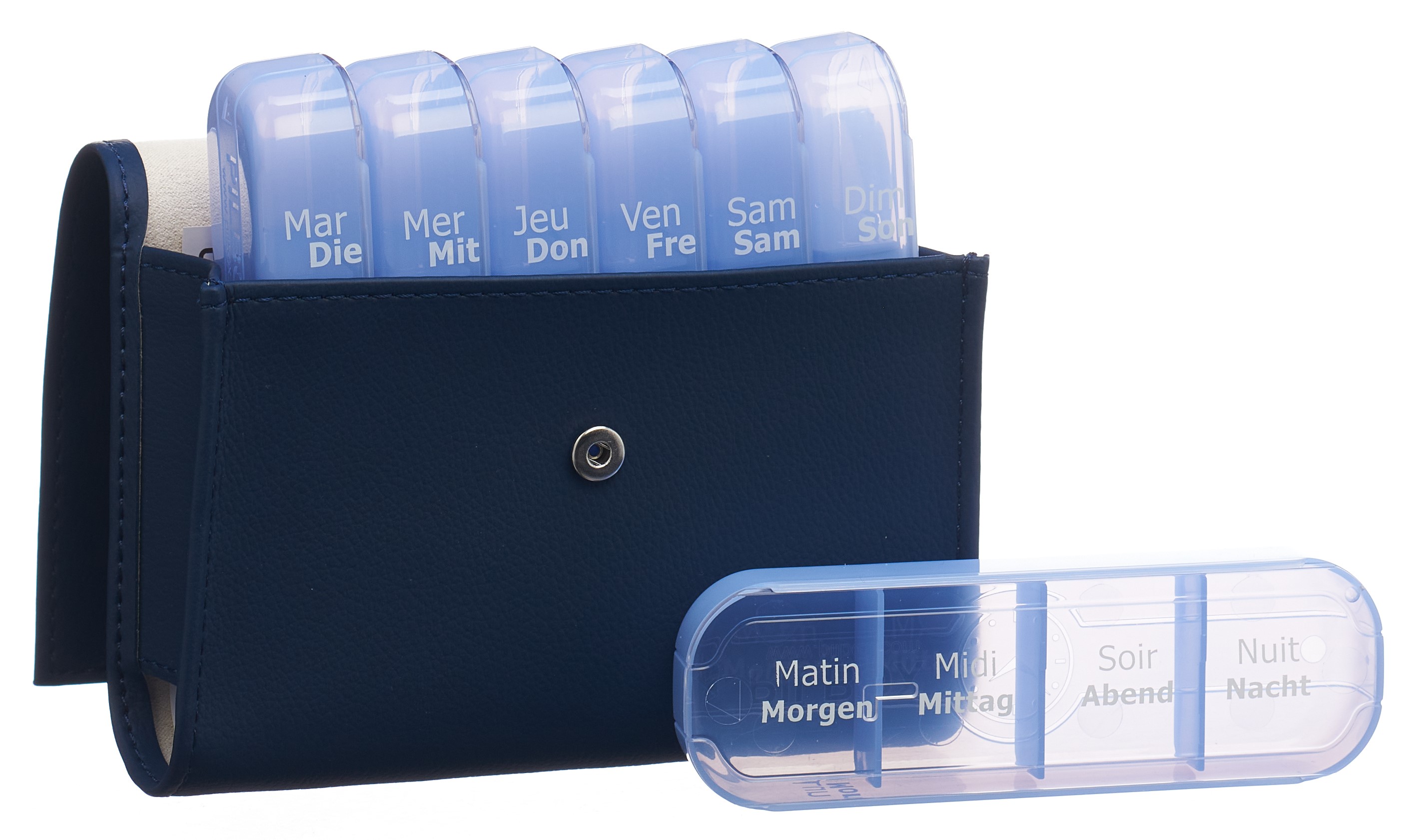Pilbox Maxi Medikamentenspender 7 Tage deutsch/französisch navy blue