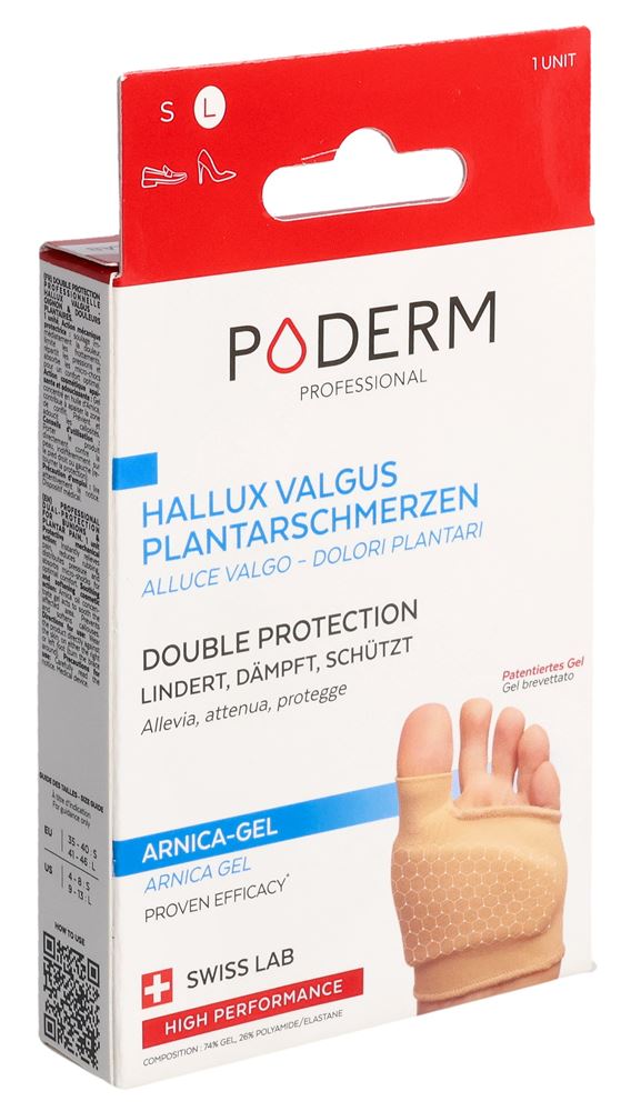 Poderm Professional Doppelschutz für Hallux Valgus L Ballenzeh und Fusssohlenschmerzen