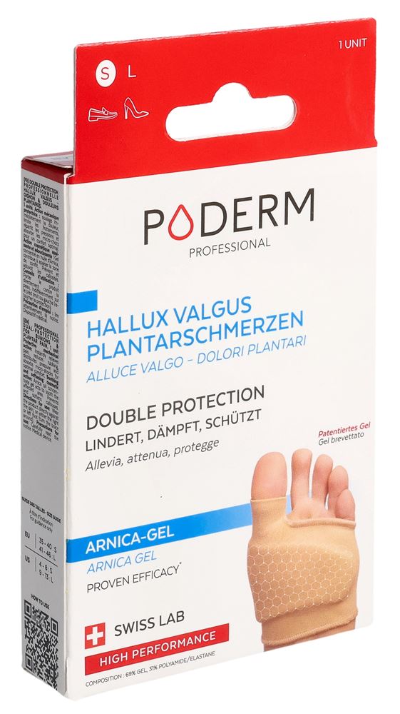 Poderm Professional Doppelschutz für Hallux Valgus S Ballenzeh und Fusssohlenschmerzen