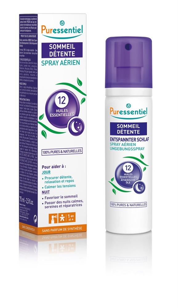 Puressentiel Entspannter Schlaf Umgebungsspray 12 ätherische Öle 75 ml