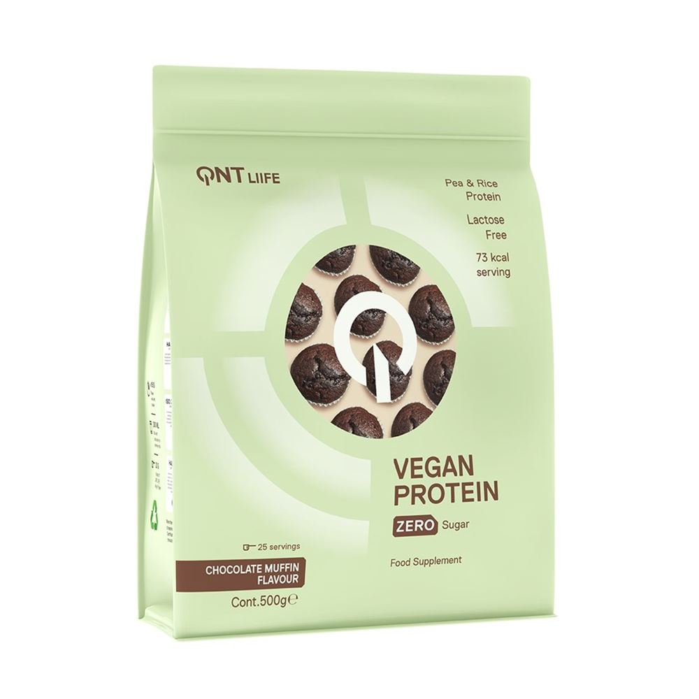 QNT Vegan Protein Zero Sugar-Lactose Free Chocolate Muffin Btl 500 g
