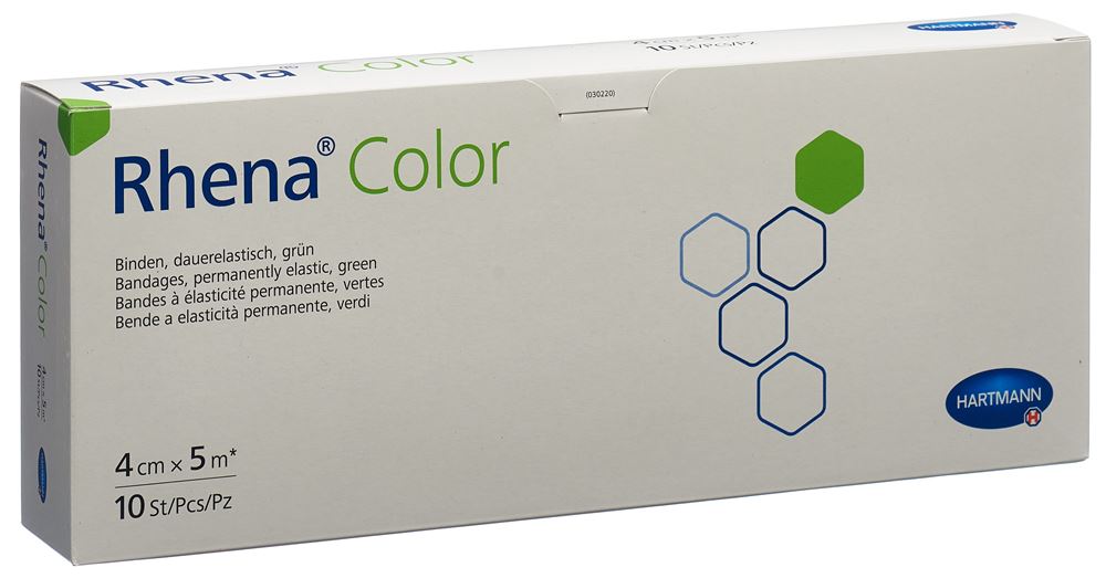 Rhena Color Elastische Binden 4cmx5m grün offen 10 Stk