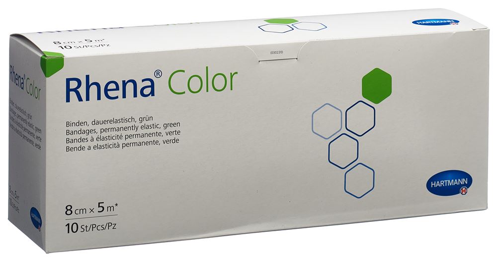 Rhena Color Elastische Binden 8cmx5m grün offen 10 Stk