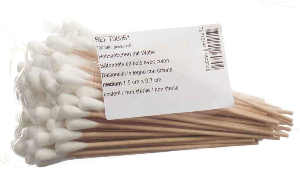 Salzmann Wattestäb Holz 150Mm M Beutel 100 Stück