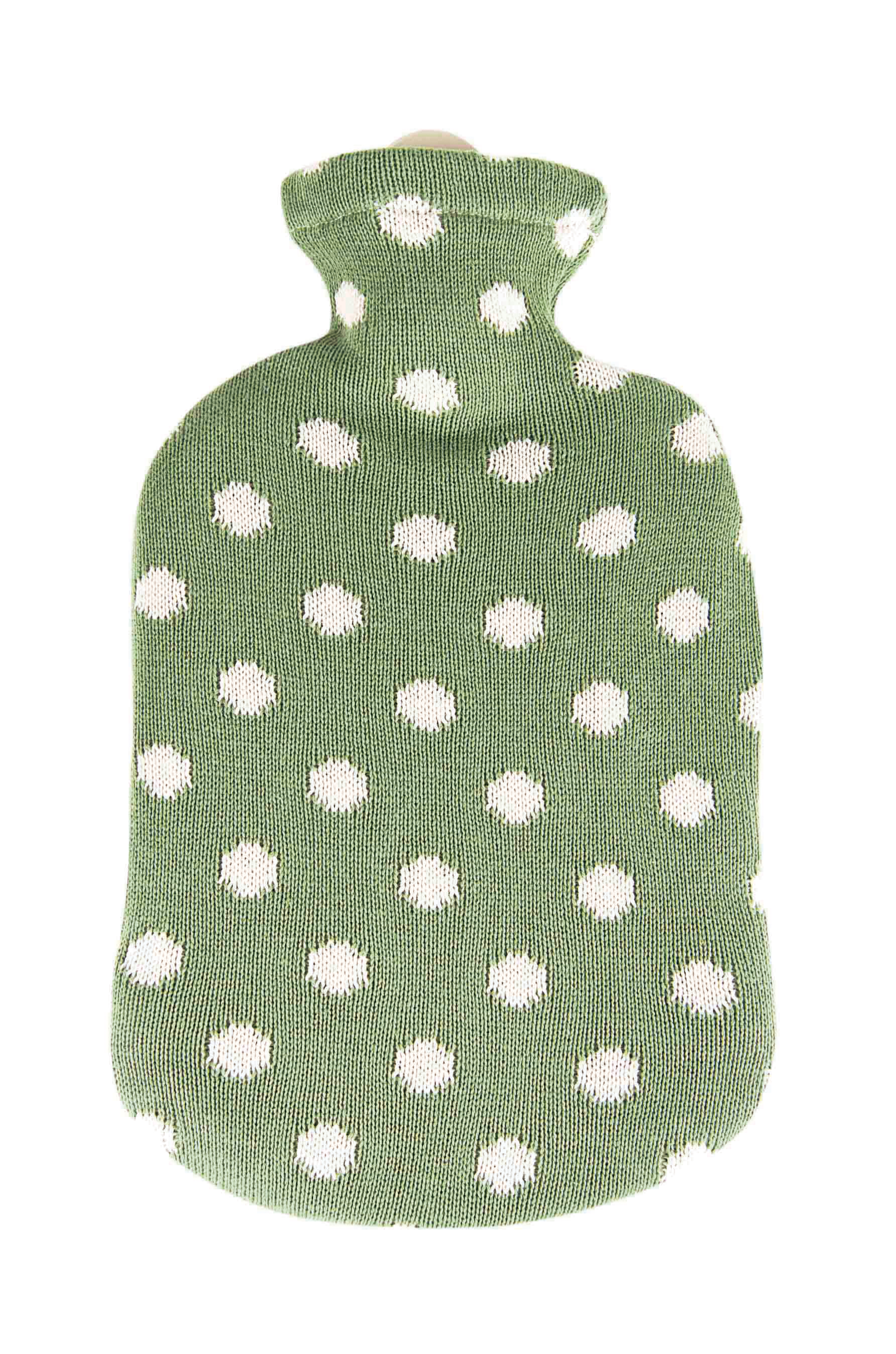 Sänger Wärmflasche 2l Strickbezug grün Punkte