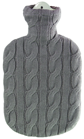 Sänger Wärmflasche 2l Strickbezug Zopf dunkelbeige