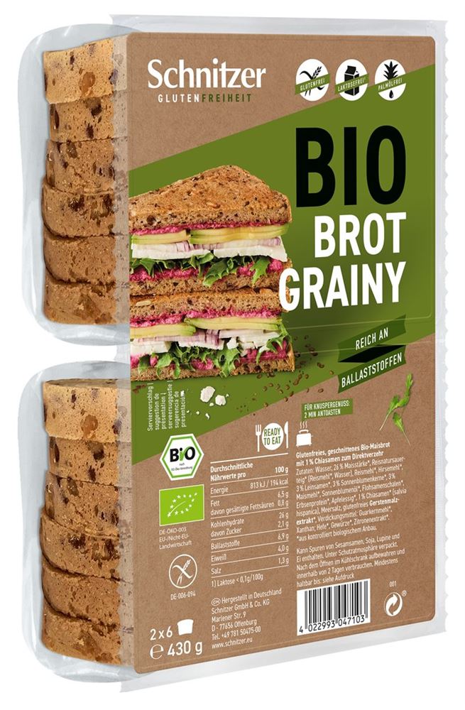 Schnitzer Bio Bread'n Toast Grainy Btl 430 g
