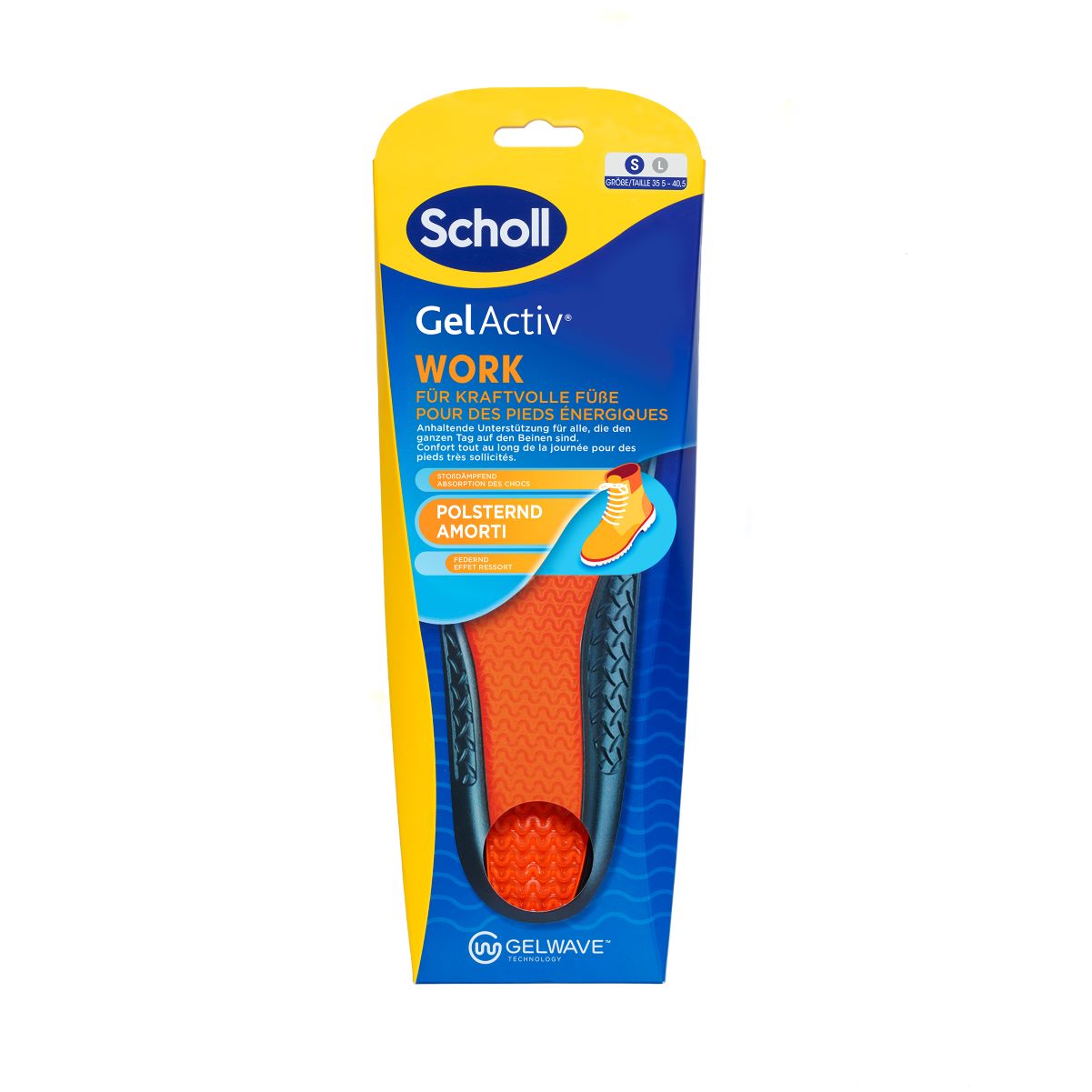 Scholl GelActiv Work & Boot Einlegesohlen S mit GelWave-Technologie Box 1 Paar