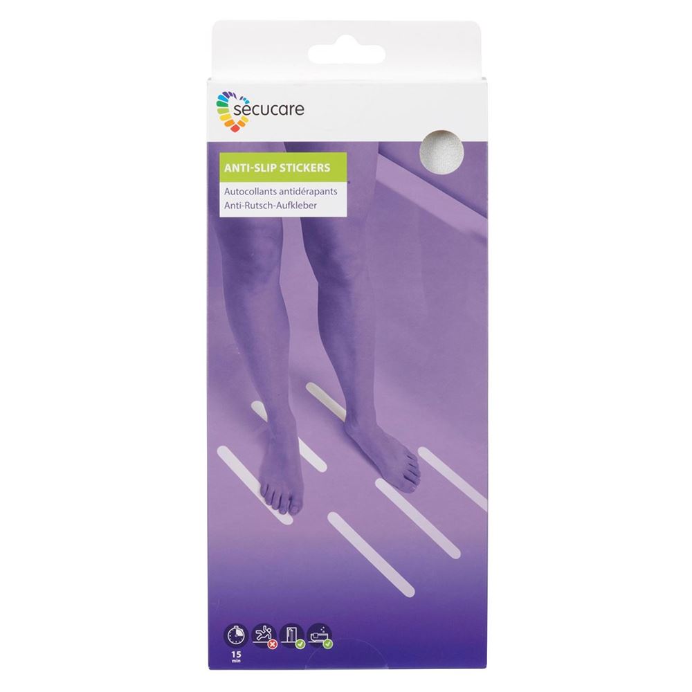 secucare Anti-Slip Stickers 24.5×2.5cm semi-transparent Streifen 12 Stk
