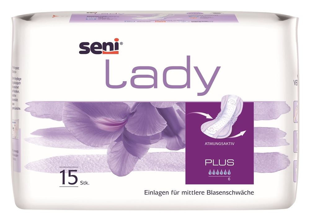 Seni Lady Plus Einlage atmungsaktive anatomische 20.5x42cm 6 Tropfen 15 Stk