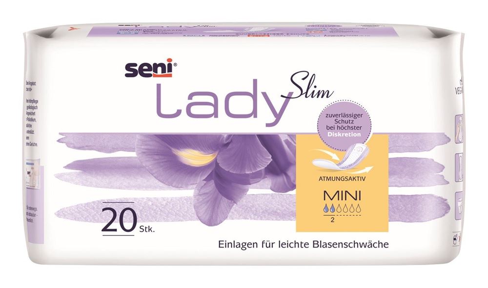 Seni Lady Slim Mini Einlage atmungsaktive anatomische 9.5x22.5cm 2 Tropfen 20 Stk