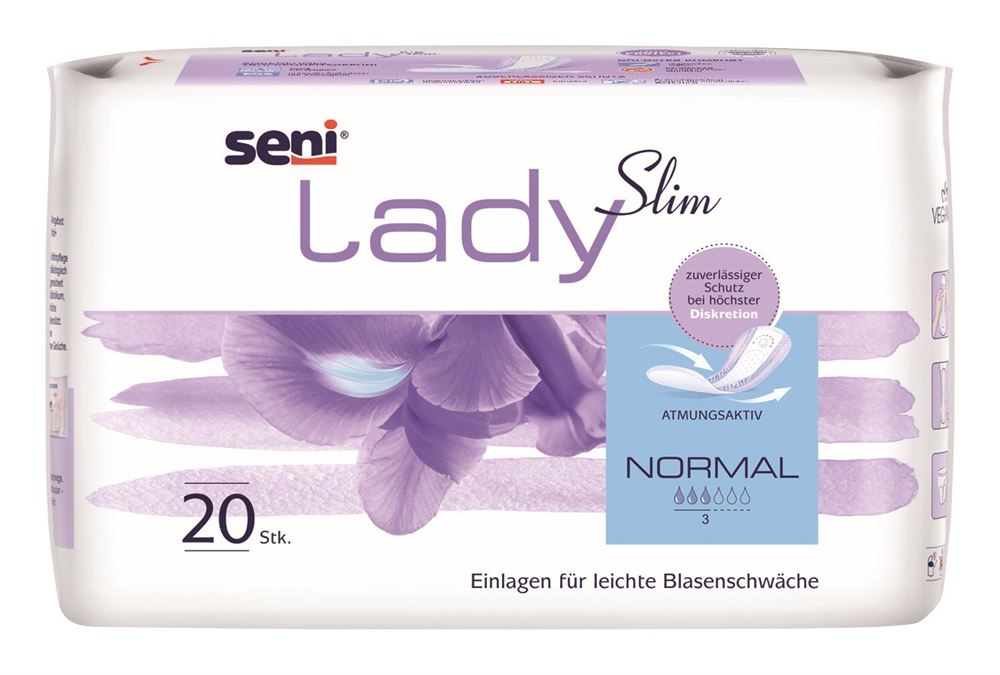 Seni Lady Slim Normal Einlage atmungsaktive anatomische 10.5x28cm 3 Tropfen 20 Stk
