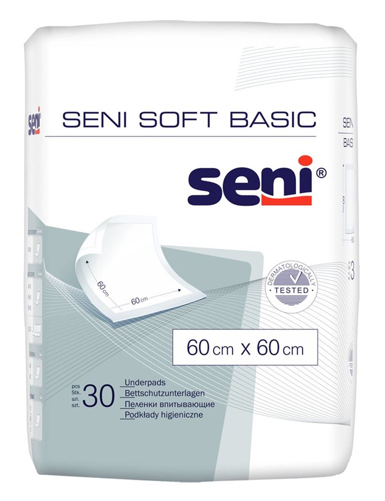 Seni Soft Basic Krankenunterlagen 60x60cm undurchlässig 30 Stk