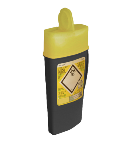 Sharpsafe Entsorgungsbox 0.6l 5th Generation mit Tragegriff grosse Öffnung ohne Abkopplung